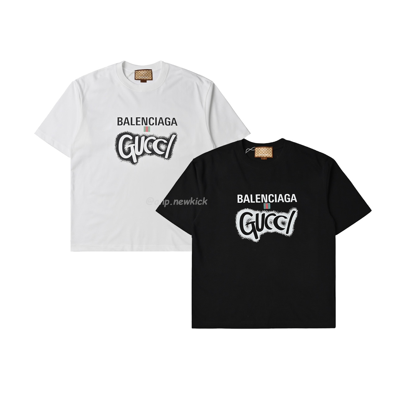 Balenciaga X Gucci Co Branded Double B Letter Printed Logo Printed Short Sleeved T Shirt (1) - newkick.vip